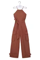 Brick Sleeveless Cargo Jumpsuit  image