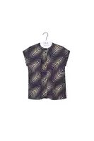 Navy Blue and Taupe Geometric Swirl Print Blouse  image