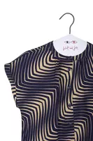 Navy Blue and Taupe Geometric Swirl Print Blouse  image