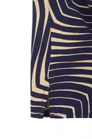 Navy Blue and Taupe Geometric Swirl Print Blouse  image