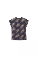 Navy Blue and Taupe Geometric Swirl Print Blouse  image