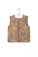 Taupe and Tan Geometric Print Gilet  image