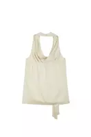 Chalk Cowl Neckline Top With Fringes image