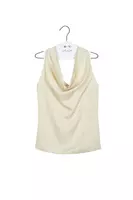 Chalk Cowl Neckline Top With Fringes image