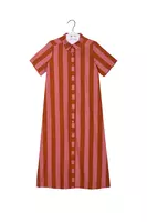 Hot Pink and Burnt Orange Striped Shirtdress  image