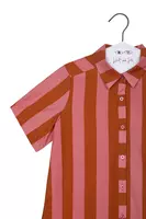 Hot Pink and Burnt Orange Striped Shirtdress  image