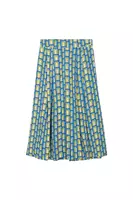 Royal Blue and Mustard Geometric Printed Skirt  image