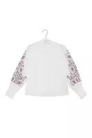 Blusa Bianca con Maniche in Sangallo Floreale Vinaccia image