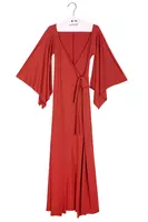 Abito Incrociato in Jersey color Mattone con Maniche a Kimono image