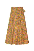 Mustard Yellow Floral Wrap Maxi Skirt  image