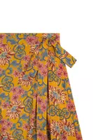 Mustard Yellow Floral Wrap Maxi Skirt  image