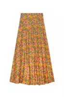 Mustard Yellow Floral Wrap Maxi Skirt  image