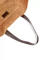 Borsa Tote in Rafia con Finiture in Pelle Marrone Cioccolato image