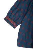 Blusa Ricamata con Stampa Floreale Blu Notte image