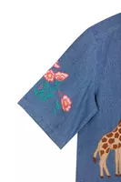 Tuta in Denim Ricamata con Animali image