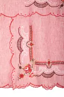 Red Floral Cross Stitch Embroidered Tunic Dress image