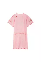 Red Floral Cross Stitch Embroidered Tunic Dress image