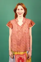 Pomegranate Red Floral Fern Printed Top image