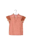 Pomegranate Red Floral Fern Printed Top image