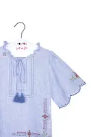 Sky Blue Floral Cross Stitch Embroidered Blouse  image
