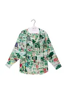 Painterly Park Scene Silk Blouse  image