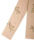 Champagne Jersey Top With Floral Embellishment  image