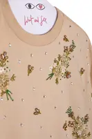 Champagne Jersey Top With Floral Embellishment  image
