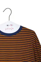 Maglietta a Righe Marrone Caramello e Blu Navy image