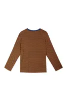 Maglietta a Righe Marrone Caramello e Blu Navy image