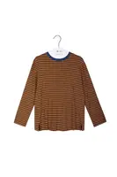 Maglietta a Righe Marrone Caramello e Blu Navy image