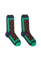 Wine and Emerald Green Floral Posy Socks  image