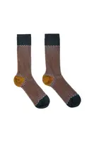 Brown and Periwinkle Blue Ribbed Socks  image