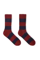 Calzini a Coste a Righe Blu Navy e Vinaccia image