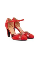 Lipstick and Ruby Red Suede Pumps  image