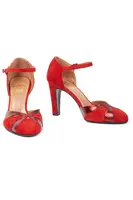 Lipstick and Ruby Red Suede Pumps  image