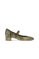 Khaki Green Glitter Mary Janes image