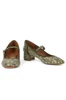 Khaki Green Glitter Mary Janes image