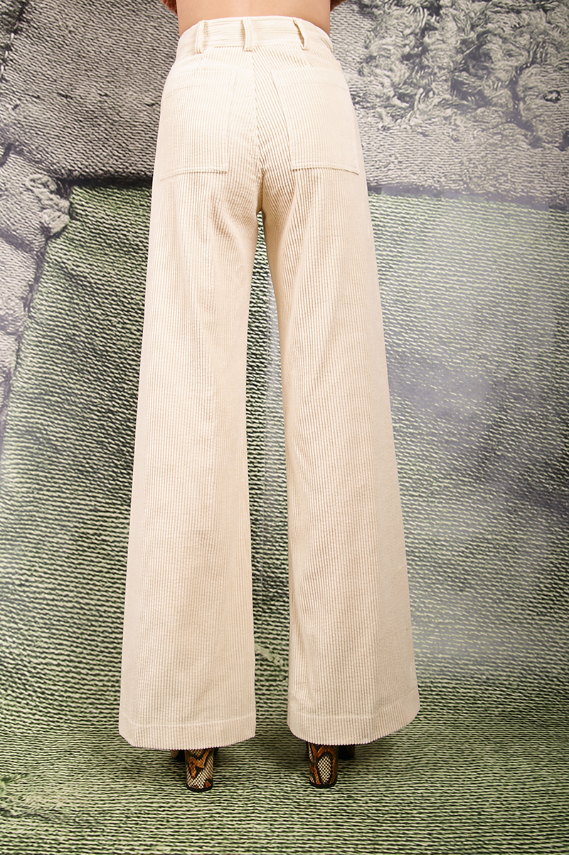 white corduroy wide leg pants