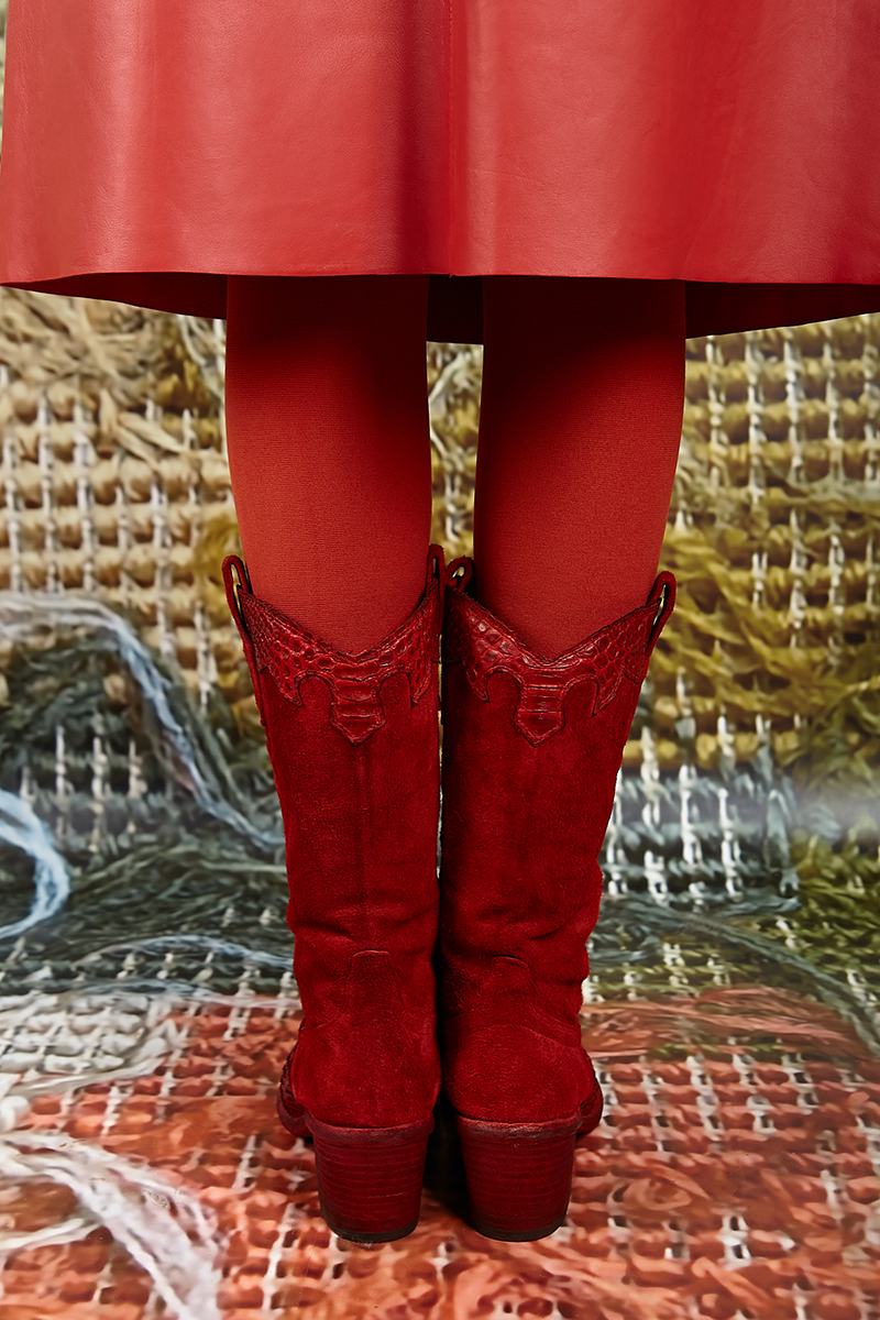 red suede cowboy boots
