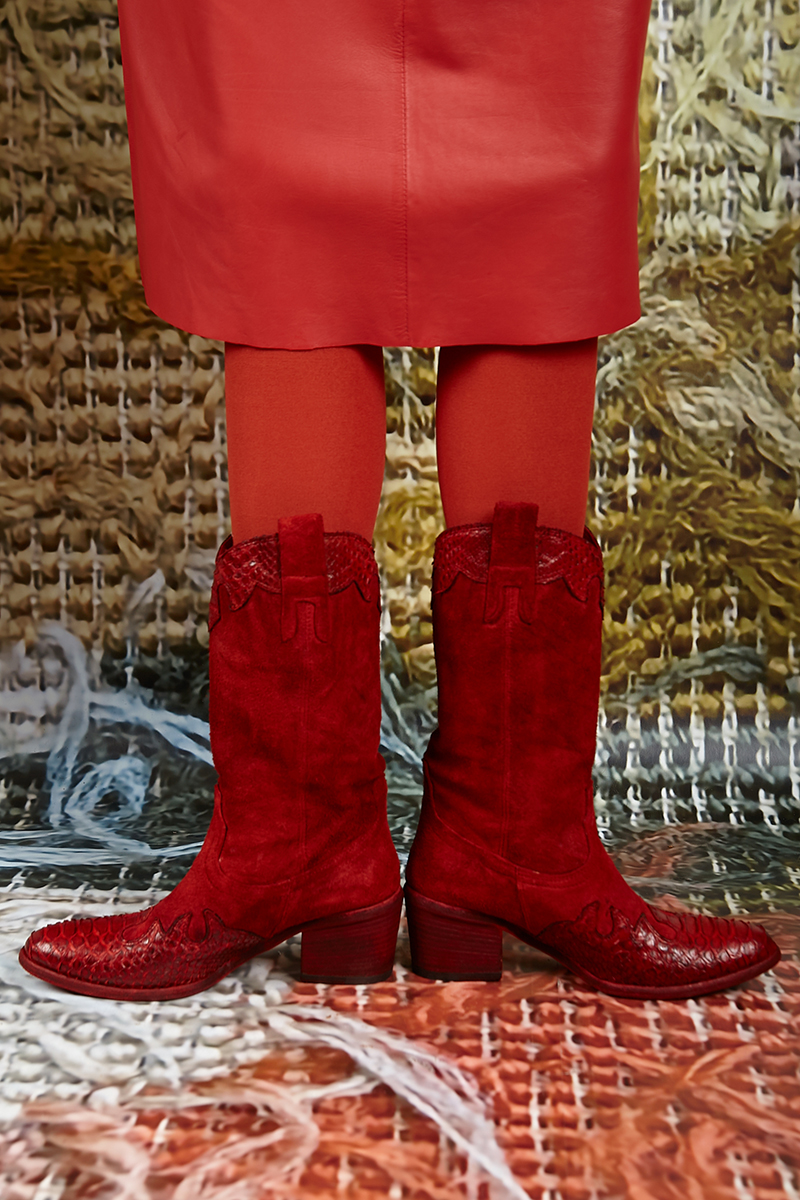 Red Suede Cowboy Boots | Wait and See