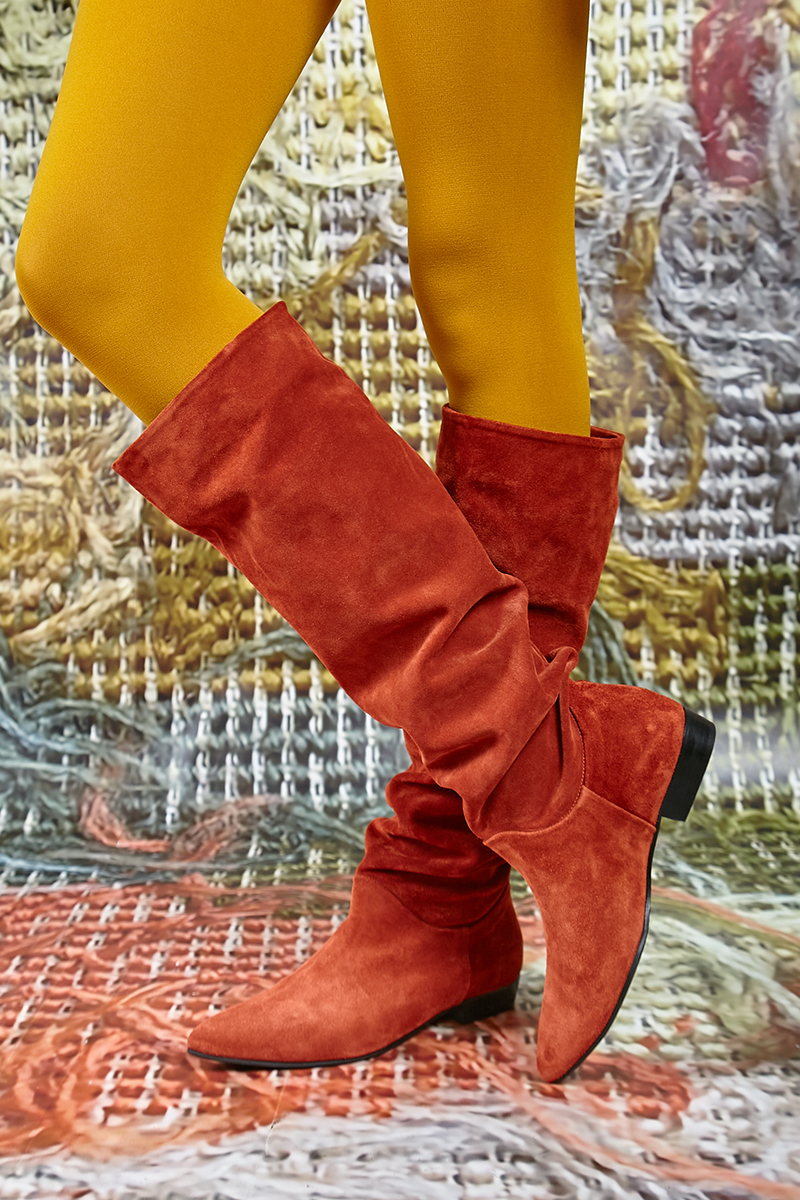 orange suede boots